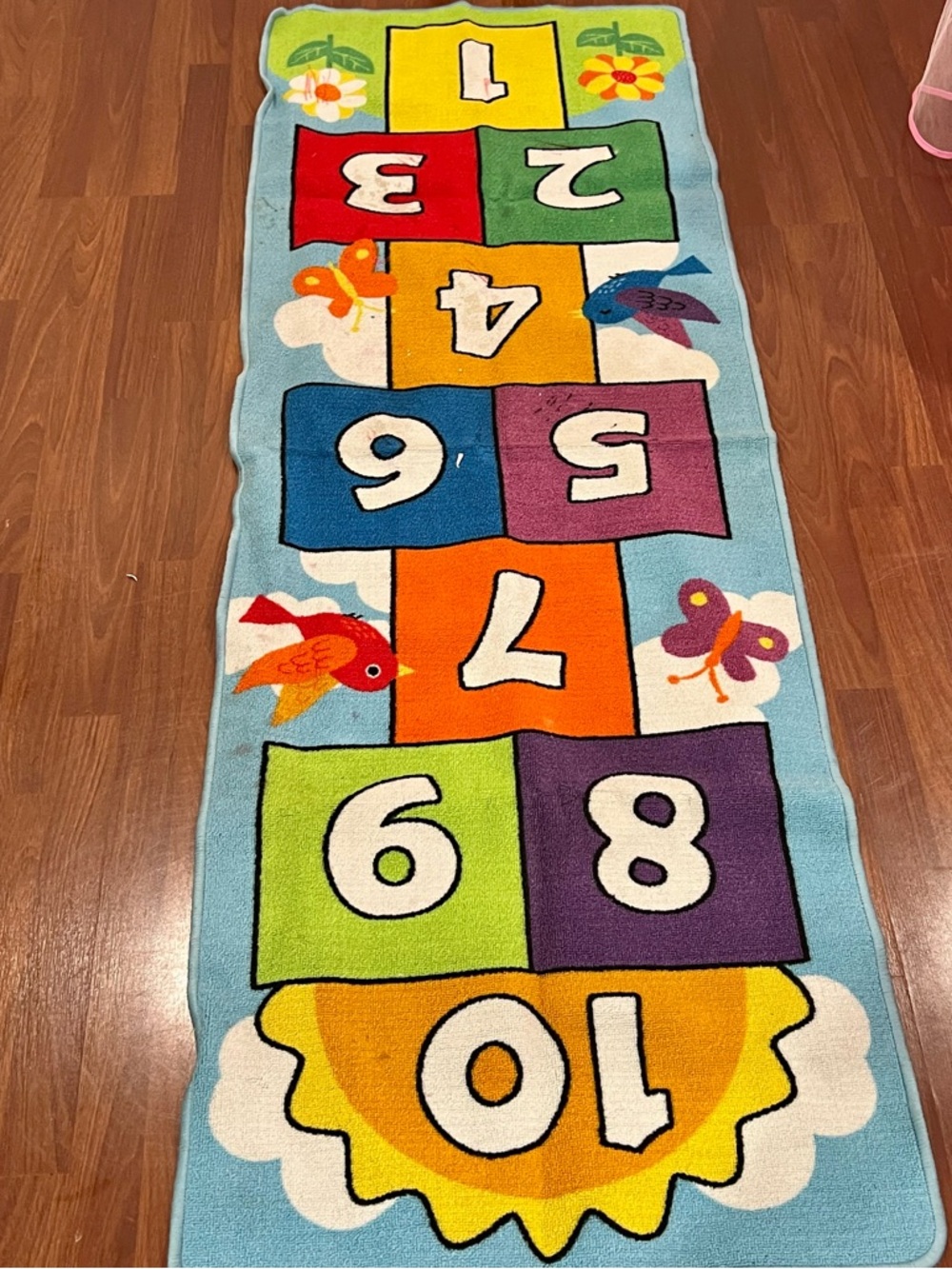 Colorful Kids Hopscotch Play Rug - Blue, Orange, Green, Purple